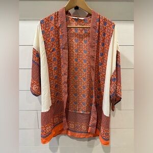 Daniel Raain Orange and Blue Patterned Kimono Cardigan- size Medium